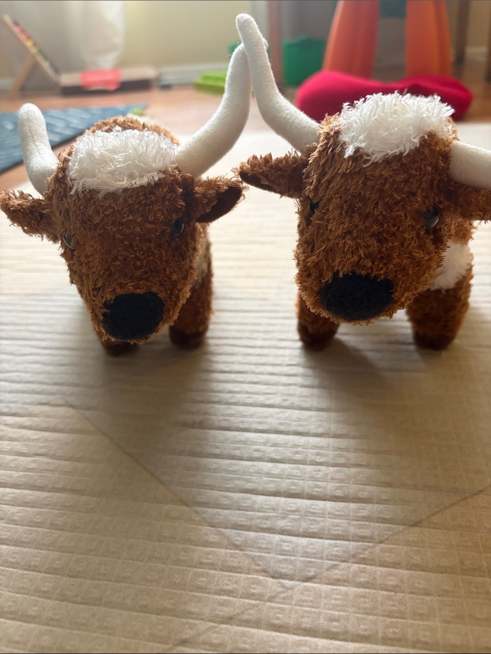 Plush Longhorn Cow Pair - Brown & White Stuffed Animals